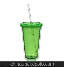高质塑料插纸吸管杯 加工定制刺绣丝印热转印塑料杯冰杯